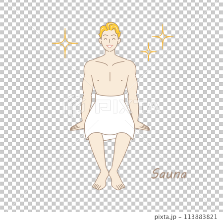 サウナで身も心もリフレッシュしてキラキラと輝いているサウナ好きの爽やかな男性 ととのう サウナ男子 サウナで身も心もリフレッシュしてキラキラと輝いているサウナ好きの爽やかな男性 ととのう サウナ男子 113883821