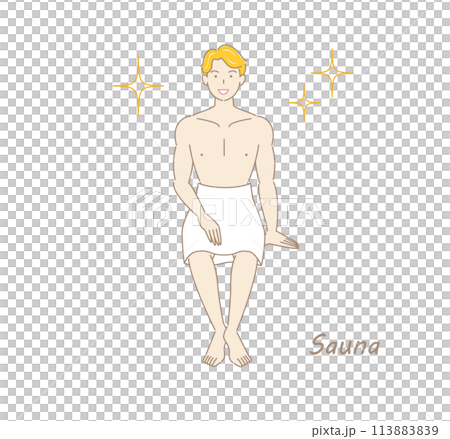 熱愛桑拿的清爽男士，在桑拿中淨化身心。 113883839