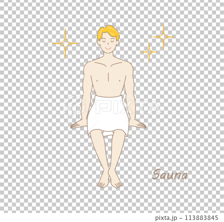 サウナで身も心もリフレッシュしてキラキラと輝いているサウナ好きの爽やかな男性 ととのう サウナ男子 サウナで身も心もリフレッシュしてキラキラと輝いているサウナ好きの爽やかな男性 ととのう サウナ男子 113883845