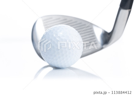 White golf ball on white background 113884412