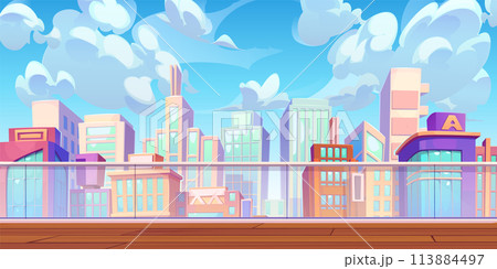 City view from rooftop terrace. 113884497