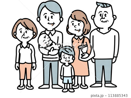 3世代の家族のイラスト 113885343
