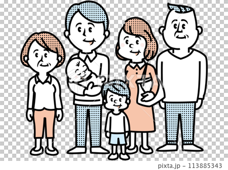 3世代の家族のイラスト 113885343