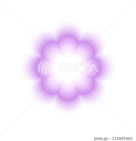 Purple flower shape in soft holographic blurry style. Trendy y2k sticker with gradient aura effect isolated on white background. Vector illustration Purple flower shape in soft holographic blurry style. Trendy y2k sticker with gradient aura effect isolated on white background. Vector illustration 113885462