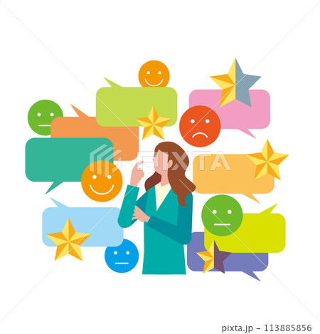 口コミと評価を気にする女性 113885856
