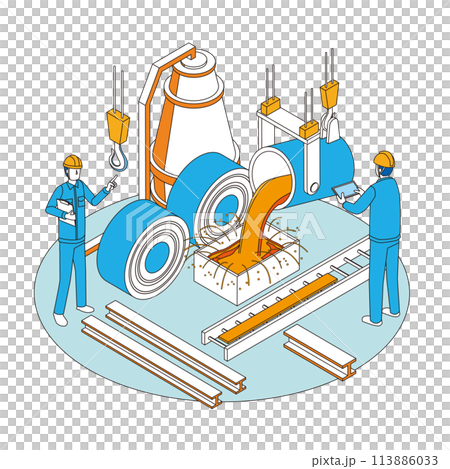製鉄業のイメージイラスト 113886033
