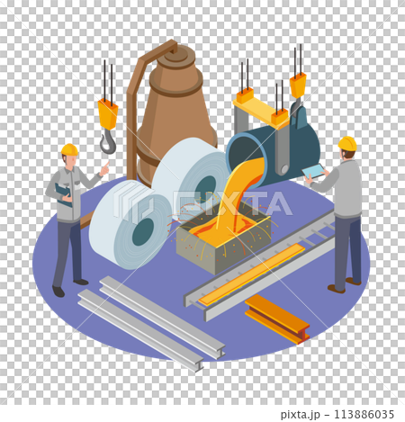 製鉄業のイメージイラスト 113886035