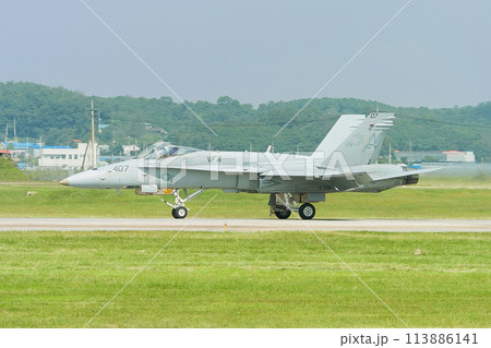 タキシングするアメリカ海軍F/A-18Cホーネット 113886141