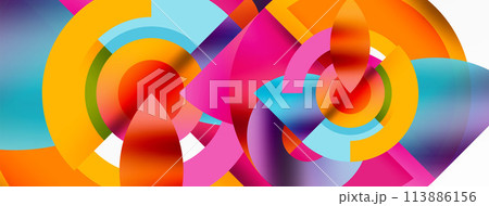 a colorful swirl of circles and triangles on a white background a colorful swirl of circles and triangles on a white background 113886156