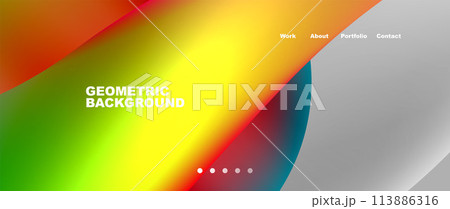 it is a geometric background with a rainbow of colors 113886316