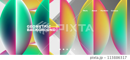 Vibrant geometric pattern with a colorful rainbow gradient 113886317