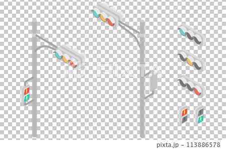 Isometric illustration: Traffic lights 113886578
