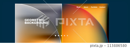 Set of geometric backgrounds on blue, with tints and shades of electric blue 113886580