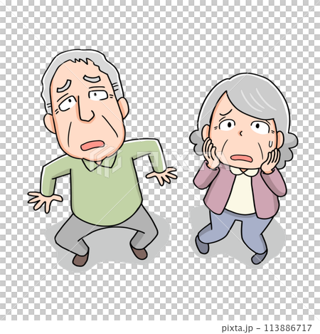 Anxious old couple Anxious old couple 113886717