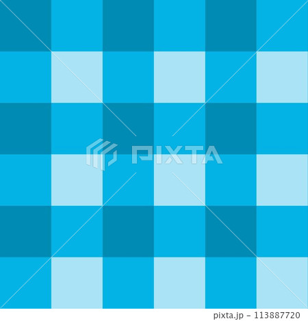 透き通る海のようなシアンブルーのチェック柄 113887720