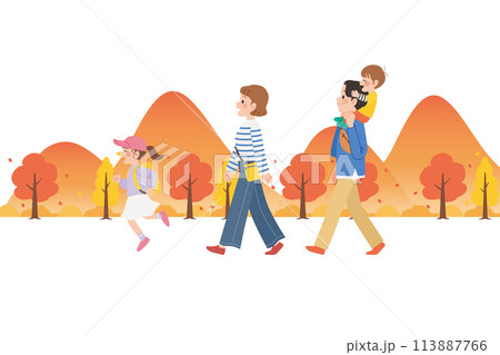 家族旅行　秋　肩車 113887766