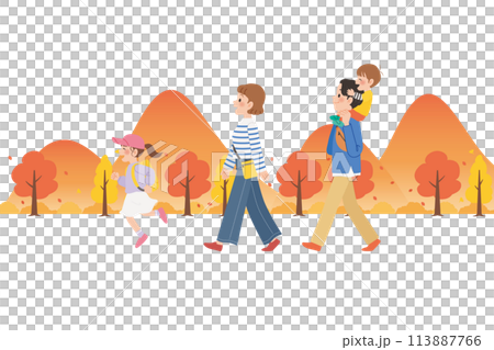 家族旅行　秋　肩車 113887766