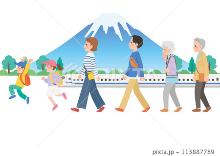 家族旅行　新幹線と富士山　3世代 113887789