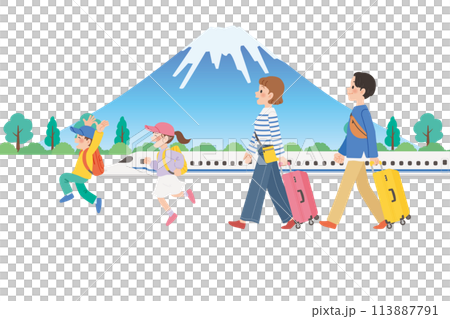 家族旅行　新幹線と富士山 113887791