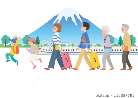 家族旅行　新幹線と富士山　3世代 113887793