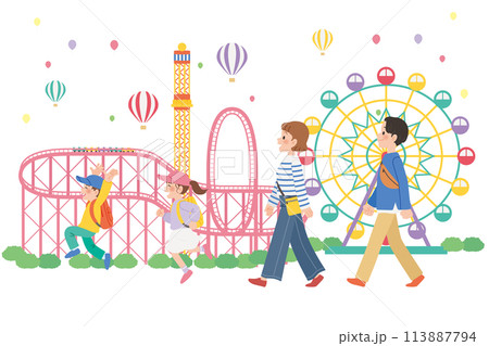 家族旅行　遊園地 113887794