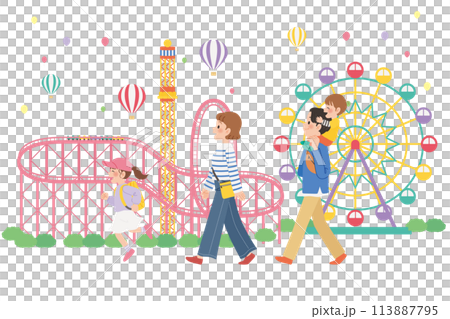 家族旅行　遊園地 113887795