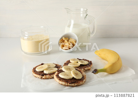 Tasty food with banana, concept of tasty food with banana Tasty food with banana, concept of tasty food with banana 113887821