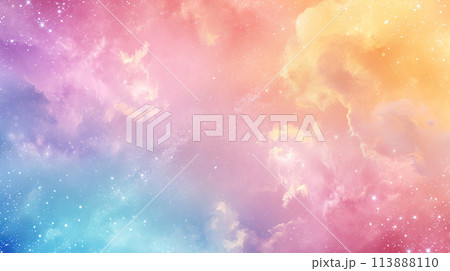宇宙をイメージしたパステルカラーのフレームイラスト 宇宙をイメージしたパステルカラーのフレームイラスト 113888110