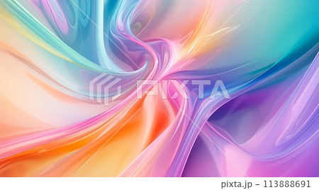 Gradient colorful abstract wallpaper with multicolored wavy surfaces. 113888691