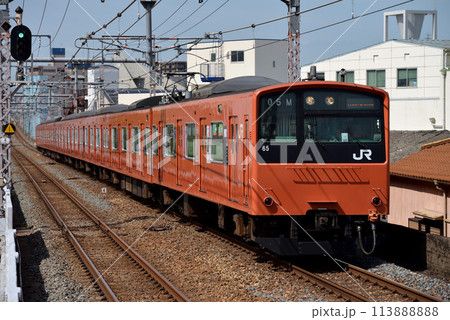 大阪環状線を走る201系外回り普通電車8両 113888888