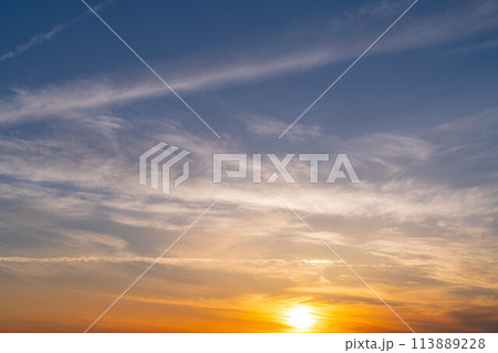 【夕焼け素材】蔵王から見る夕焼け【宮城県】 113889228