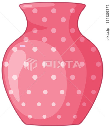 Polka-Dotted Pink Vase Illustration Polka-Dotted Pink Vase Illustration 113889571
