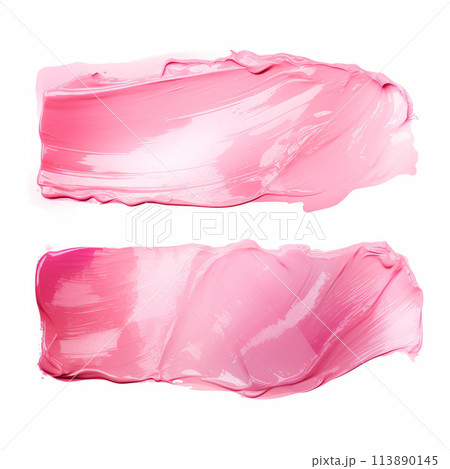Light pink cosmetics lipstick smear. Brushstroke acrylic smear. Element for beauty cosmetic design. 113890145