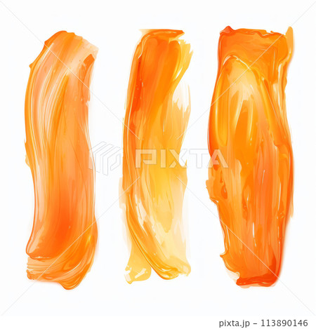 Honey smear and texture of lipstick on white background. Brushstroke acrylic smear 113890146