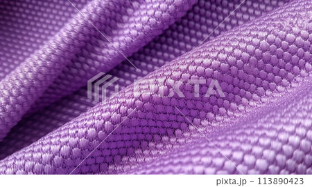 Purple soccer fabric texture with air mesh. Athletic wear backdrop Purple soccer fabric texture with air mesh. Athletic wear backdrop 113890423