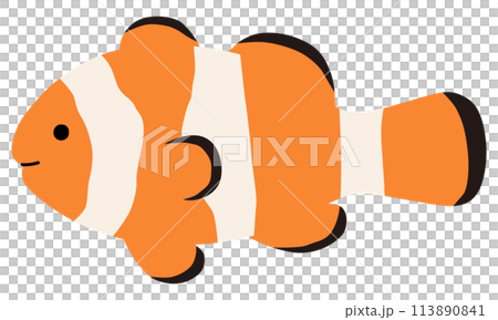 可愛的小丑魚的向量圖。魚、圖標、海、水族館 113890841