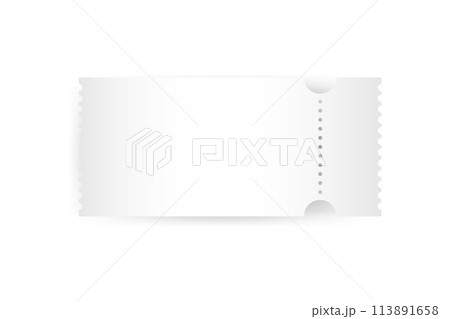 Realistic white coupon, ticket, boarding pass,voucher template mock up with one stub rip line and shadow. 113891658