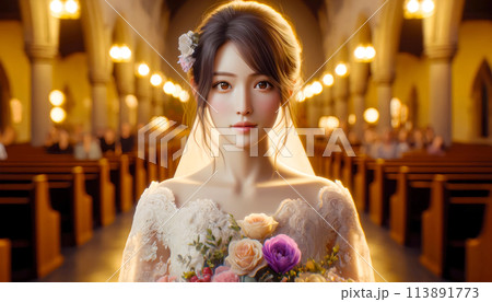 ウェディングドレスの女性 113891773