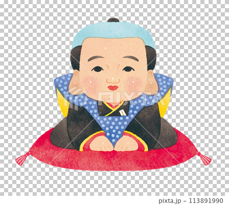 かわいい福助人形 縁起物 水彩 ツヤあり かわいい福助人形 縁起物 水彩 ツヤあり 113891990