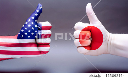 日米友好イメージ　日米同盟　日米安保条約 113892164