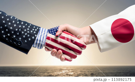 日米友好イメージ　日米同盟　日米安保条約 113892175