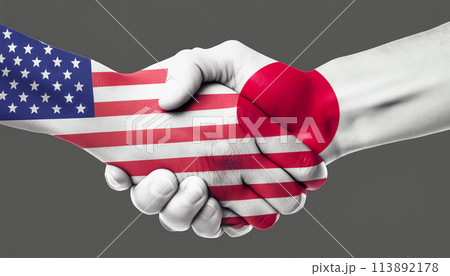 日米友好イメージ　日米同盟　日米安保条約 113892178