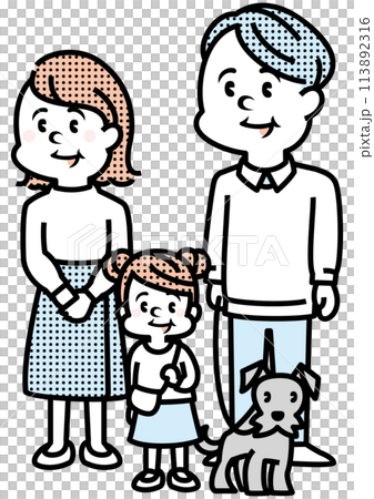 Dog and family illustration Dog and family illustration 113892316