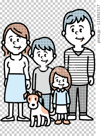 Dog and family illustration Dog and family illustration 113892317
