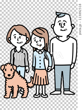 犬と家族のイラスト家族 犬と家族のイラスト家族 113892318