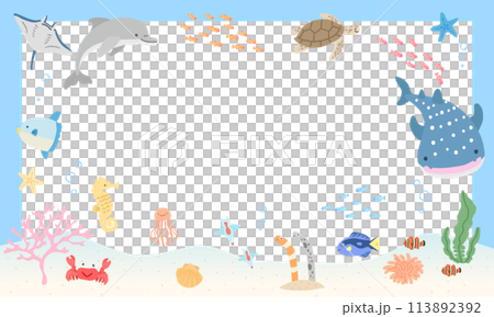 海中的插圖框架 01 113892392