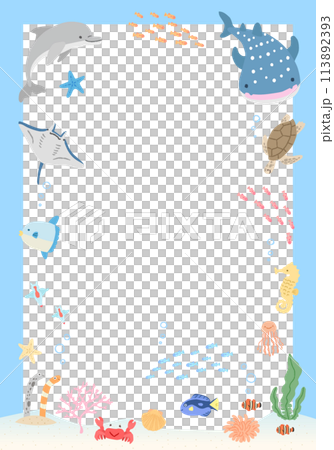 海中的插圖框架 02 113892393