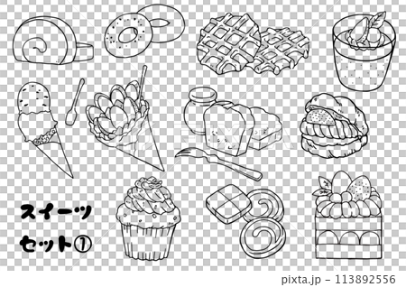 甜點套裝①線描 113892556