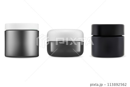 Face cosmetic cream jar, vector container template Face cosmetic cream jar, vector container template 113892562