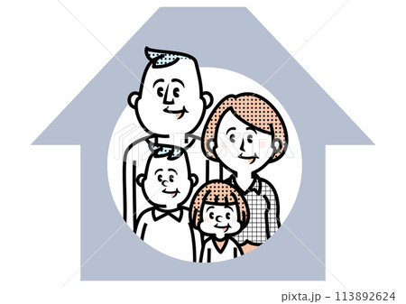 家と家族のイラスト 家と家族のイラスト 113892624